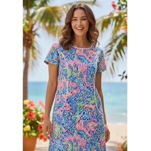 Lilly Pulitzer Coralynn Shift Dress 14 Pop Up 60 Animals 60th Anniversary EUC